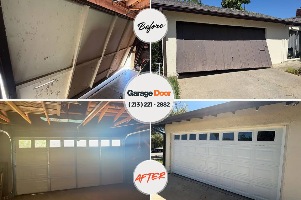 Before and after: garage door repair Greenwood, SC